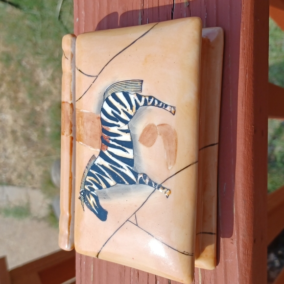 Ceramic Book Zebra Trinket Box - Picture 1 of 7